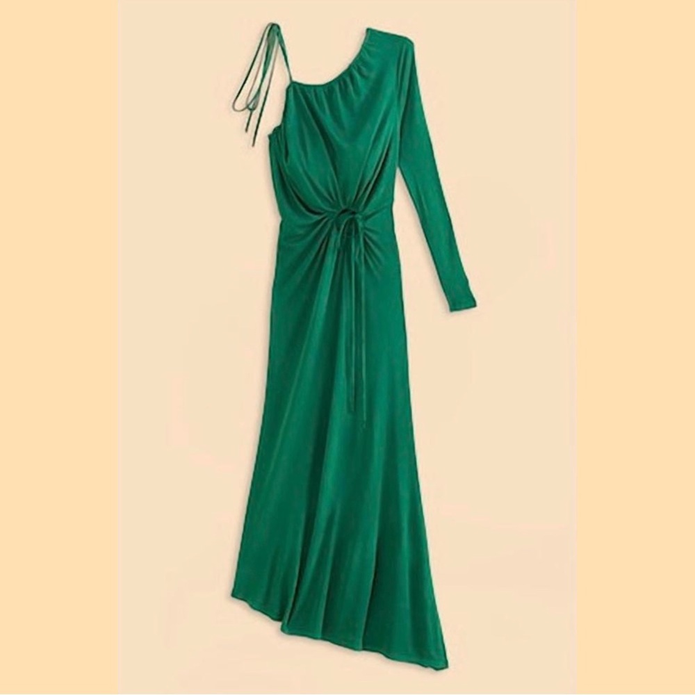 NWT FARM RIO ONE-SHOULDER MIDI DRESS in EMERALD COLOR - Picture 7 of 12